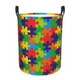 thumbnail image 2 of LNWH Waterproof Laundry Basket with Handles, Cartoon Geometric Puzzles Seamless Pattern Foldable Laundry Hamper, Medium Size, 2 of 8