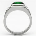 thumbnail image 3 of Luxe Jewelry Designs Stainless Steel Men's Ring with Emerald Synthetic Glass Stones - Size 9, 3 of 4