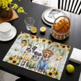 thumbnail image 3 of Spring Dog Placemats Set of 6, Sunflower Daisy Botanical Vintage Placemats for Dining Table, Place Mats for Kitchen Tabletop, Waterproof Wipeable Dining Table Mats Set, 3 of 9