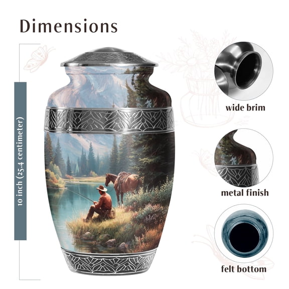 Cowboys Urns for Human Ashes Adult Female and Male, Decorative Cremation Urns for Human Ashes, (Classic Large, 10 Inch)