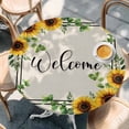 thumbnail image 2 of Yellow Sunflowers Round Tablecloth, Fitted Table Cover with Elastic for 55"-60" Round Tables, Retro Farmhouse Summer Floral Leaves Table Cloth Outdoor Indoor Dinning Party Waterproof Tablecloths, 2 of 7
