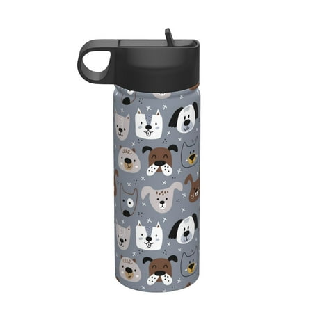 

Adobk Cute Dog Faces Print Water Bottle 18oz Sports Insulated Kettle for Cycling Gym Basketball Outdoor Suitable as a Present