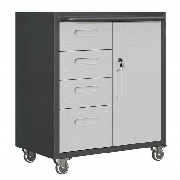 Topcobe Rolling Tool Cabinet, Heavy Duty Metal Storage Unit, Mobile Garage Toolbox, Office and Home Organizer, Black/Gray