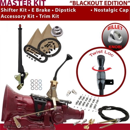American Shifter TH400 Shifter Kit Black 8 in. E Brake Cable Clamp Clevis Trim Kit Dipstick for EDCAF