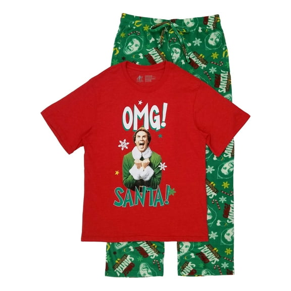 Bioworld Mens 2-Piece Elf Buddy OMG! Santa! Sleepwear Pajama Set X-Large