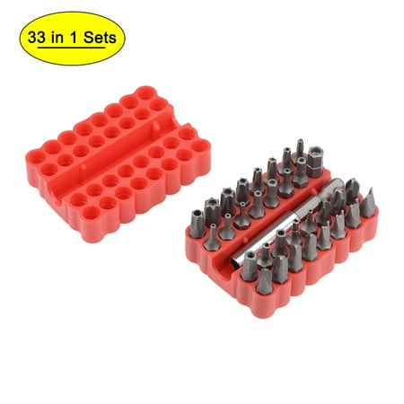

Uxcell 1/4 Hex Shank S2 Steel Magnetic Screwdriver Bit Set (33-in-1) w Extension Holder