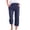 Navy, variant on Bibifish Women's Pants Casual Loose Fit Plus Size Drawstring Solid Color 3/4 Length Pants Comfortable Elastic Waist Daily Bottoms