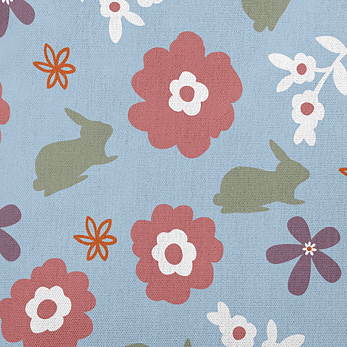 16"x16" Simply Daisy Flowery Love Bunnies Easter Indoor/Outdoor Pillow, Lighter-than-Air Blue Qty 1