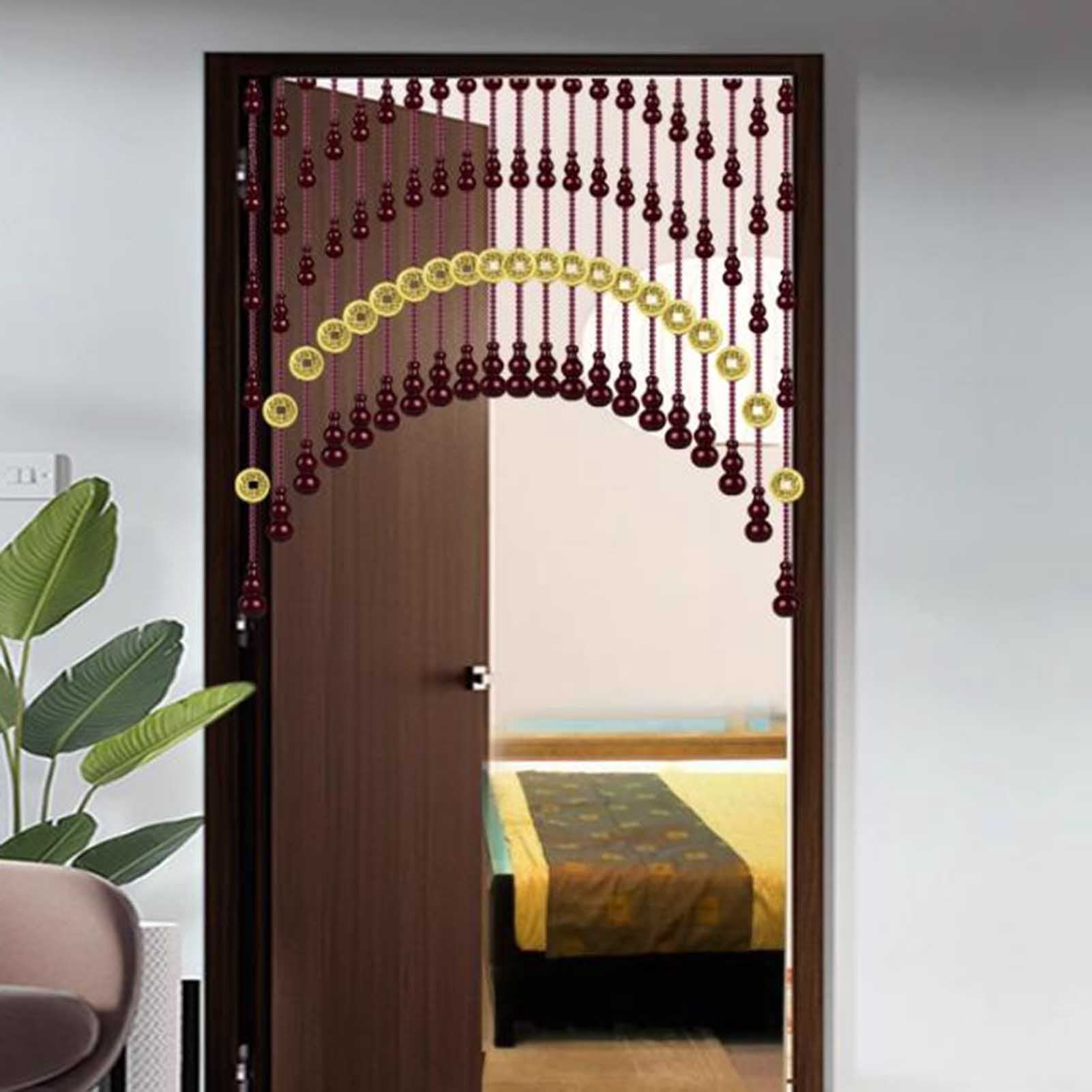 Hanging Decor Doorway Room Divider Door Curtain,Natural Bamboo Wood Beaded Curtain, Divider Strip Tassel Beads Curtain for Bedroom Living Room Kitchen Hallway Entrance