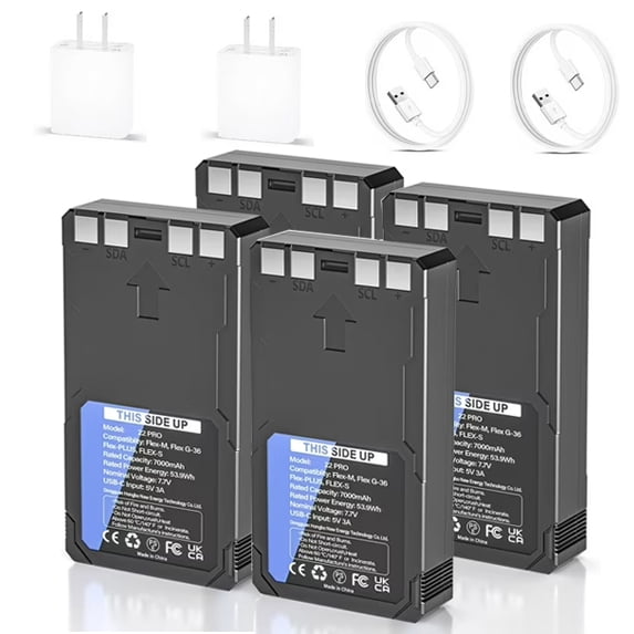 4Pcs Batteries Compatible with LI-T 22 Battery, Rechargeable Battery for Flex-M Flex-S Flex-G36 Flex-Plus Cellular Trail Camera [ 7000mAh Type-C Cable]