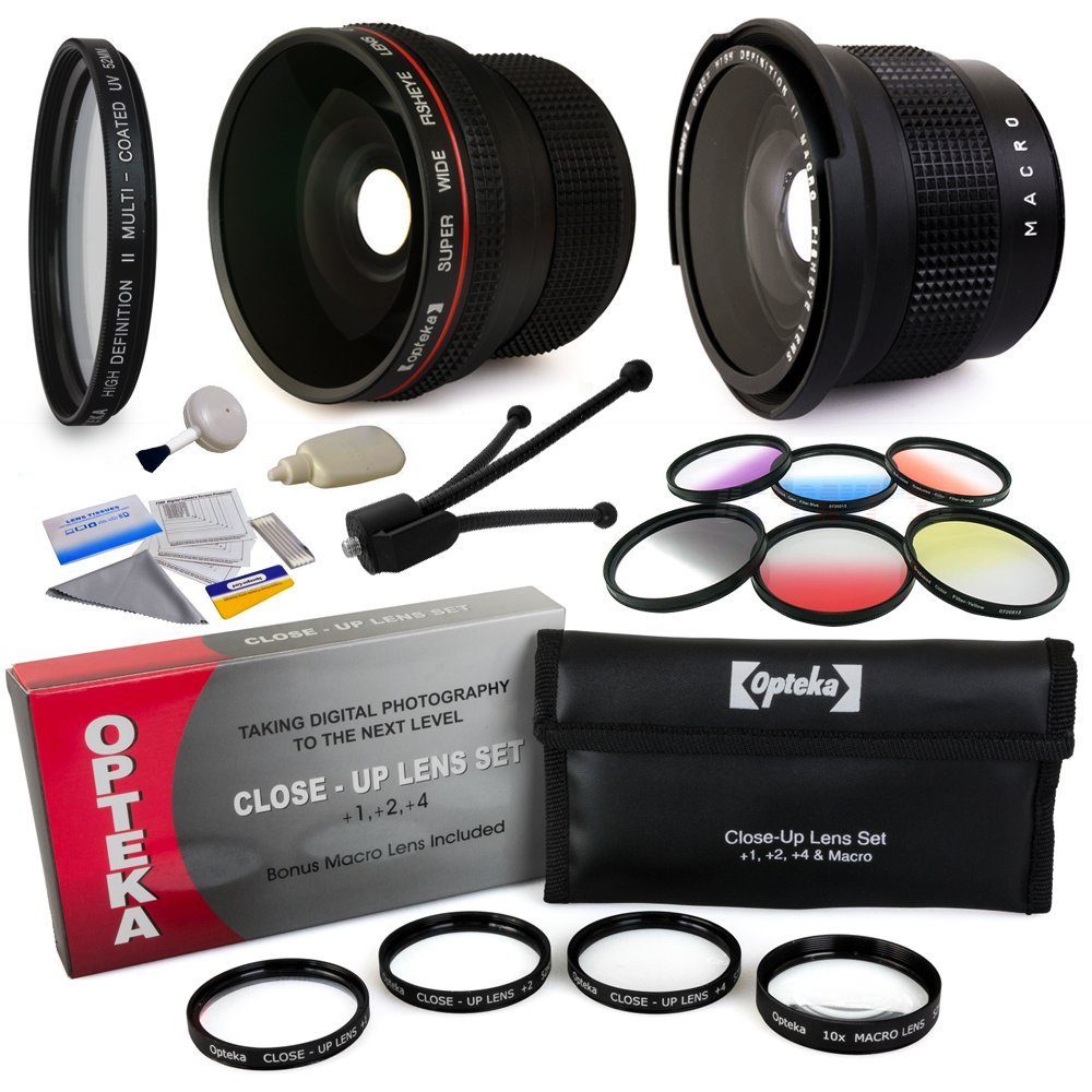 Pro .20x + .35x Fisheye Lens + UV Filter + Close Up Macro Filter Set + 6 Piece Filters Kit for