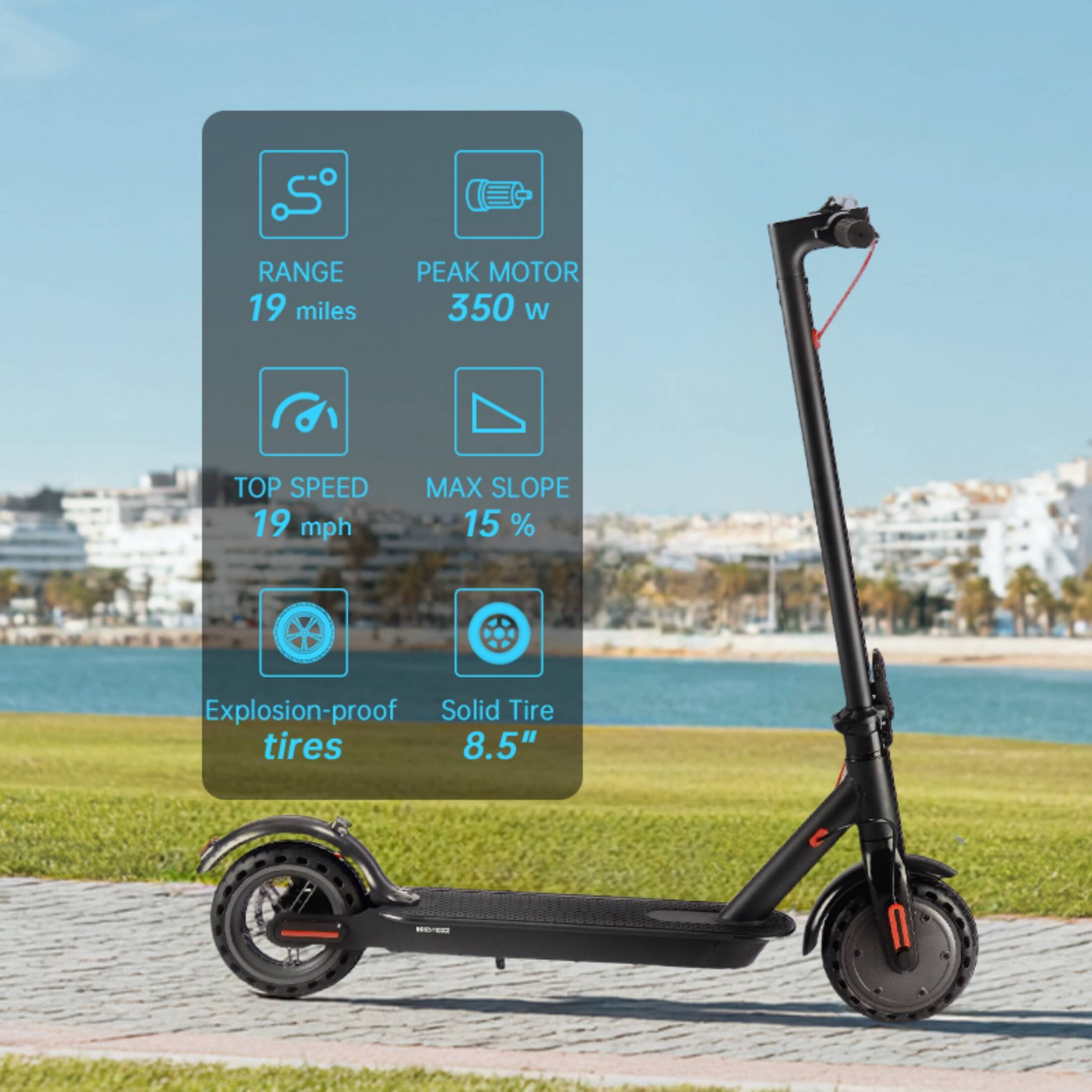 SAY YEAH Electric Scooter,Electric Scooter for Adults with 8.5" Solid Tires,Folding Commuting Adult Scooter with Braking System and App,Up to 19 MPH