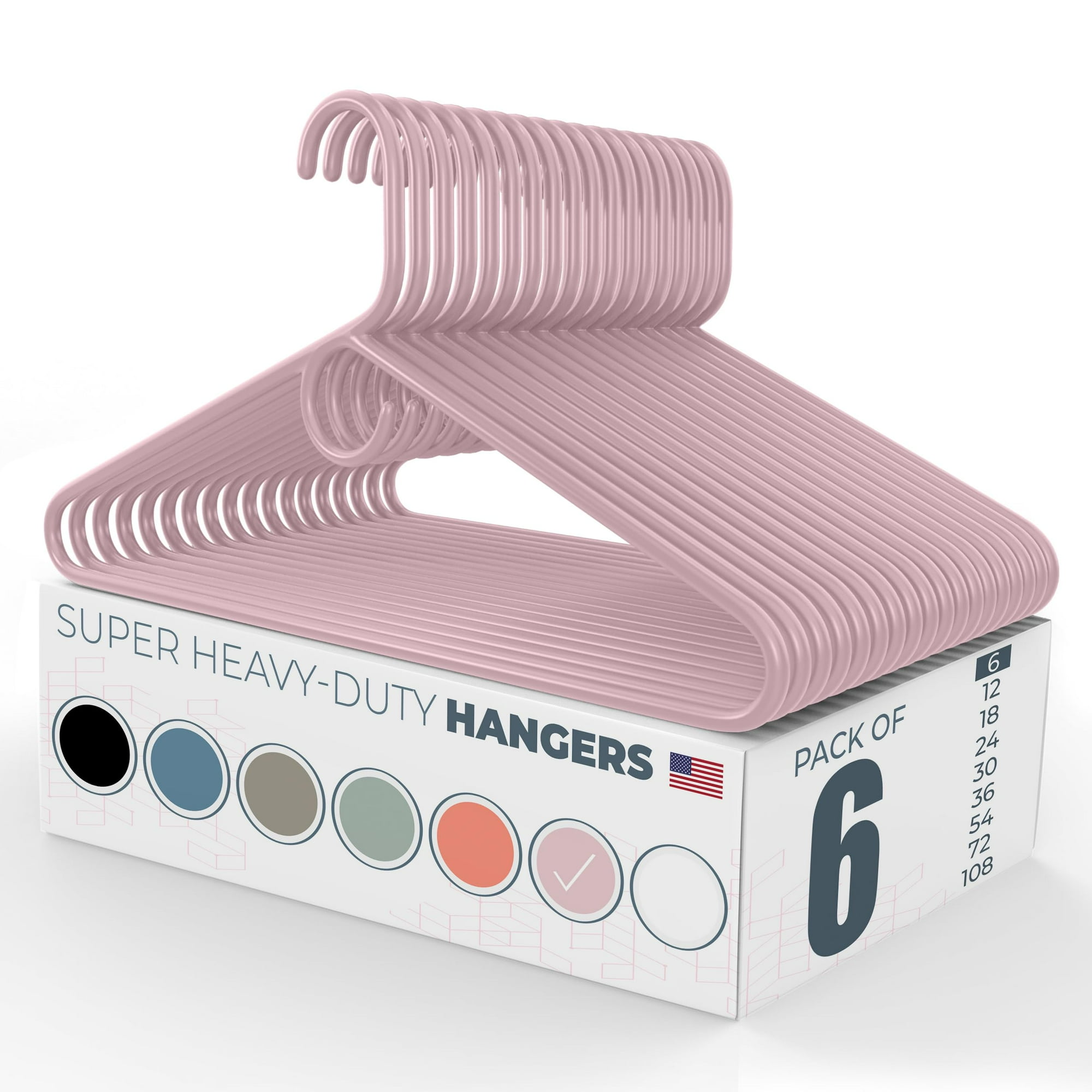 06pk Made in USA Super Heavy Duty Plastic Clothes Hangers Bulk 20 30 50 100 Pack Available Strong Plastic Hangers Plastic Coat Hangers Plastic Hanger for Closet and Clothing Hangars Rose Walmart