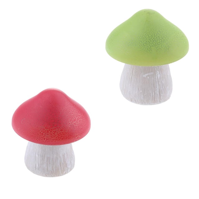 2x Lámpara de Resina en apariencia de Hongo con Energía Sor Adorno de lámpara LED Decoración de Juguete para Césped CUTICAT Luz LED de hongo de resina