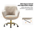 thumbnail image 2 of Velvet Tufted Office Chair Upholstered Swivel Modern Adjustable Armchair Metal Base Home Bedroom Tan, 2 of 7