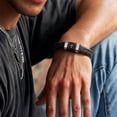 thumbnail image 2 of VEEDOFA Men's Triple Braided Leather Bracelet, Engraved "Love My Daddy", Father's Day Gift for Dad, 2 of 6