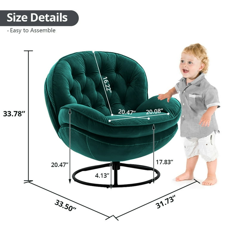 Velvet Swivel Accent Chair with Ottoman Set Modern Lounge Chair