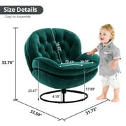 Velvet Swivel Accent Chair with Ottoman Set, Modern Lounge Chair with 360 Degree Swiveling Metal Base & Footrest, Comfy Single Sofa Chair for Living Room Bedroom, Reading Room, Home Office, Green