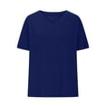 thumbnail image 4 of bnaln T Shirts for Women Short Sleeve V-Neck Shirts Womens Summer Tops Solid Color Loose Fit Pullover Casual Tees Tops Spring Trendy Casual T-Shirt Cute Work Outfits Blouses, 4 of 6