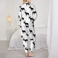 thumbnail image 3 of Pajama Sets for Women 2 Pcs, cool black Moose Elk white Button Down Long Sleeve Sleepwear Lounge PJ Sets, 3 of 6