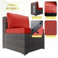 thumbnail image 4 of ALAULM 7 Piece Rattan Outdoor Conversation Sets with Coffee Table and Cushions, Red/Brown, 4 of 6