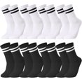 thumbnail image 7 of 8 Pairs Womens Crew Socks Striped Women Sports Crew Socks, Size 6-8, 7 of 7