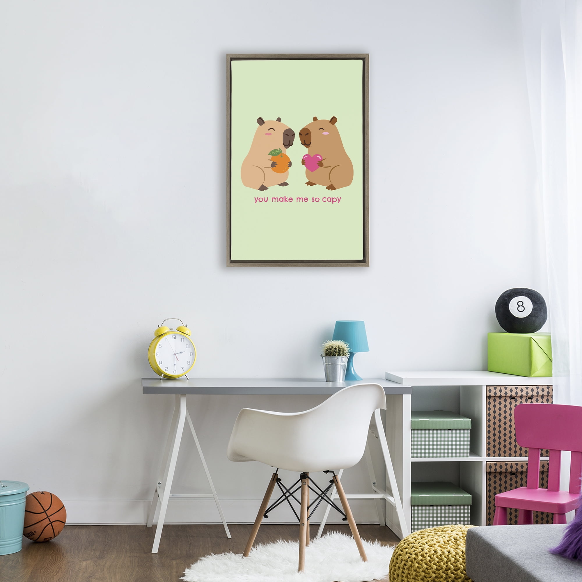 You Make Me So Capy Brown Framed Floater Canvas Wall Art, design by Emily Dumas