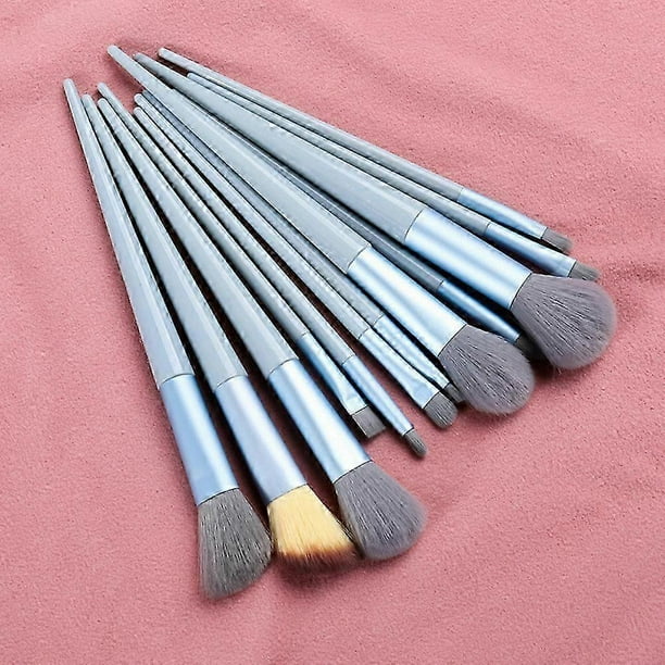 13-Piece Wool Fiber Makeup Brush Set for Foundation, Eyeshadow, Blush, Powder, Concealer, Pencil, and Glitter Application