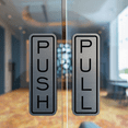 thumbnail image 2 of Signs ByLITA Classic Vertical Push Pull Self-Adhesive Door Sign for Businesses, Shops, Restaurants, Hotels and more (2 Pack) Sign (Brushed Silver) - Large, 2 of 5