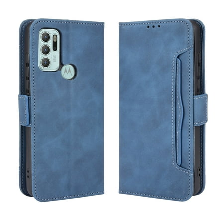 Case for Motorola MOTO G60S Cover Adjustable Detachable Card Holder Magnetic closure Leather Wallet Case - Blue