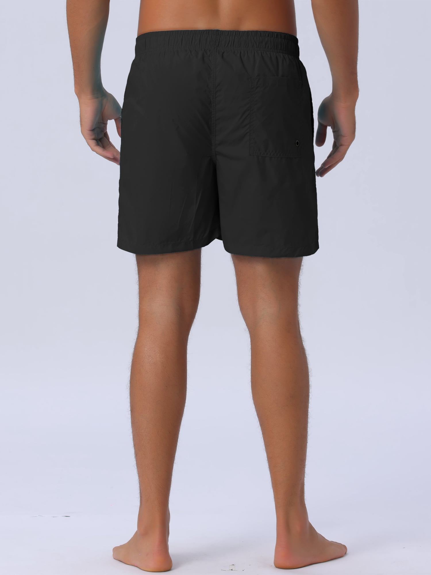 DARING DIVA Men's Summer Drawstring Elastic Waist Mesh Lining Solid Board Shorts 32 Black