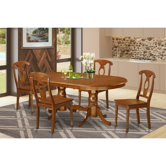 Boho Dining Set - Table & Chairs - Farmhouse Kitchen Set - 9 Piece Dinette Set - Saddle Brown Finish