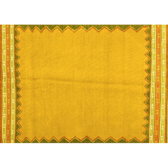 Ahgly Company Indoor Rectangle Abstract Yellow Contemporary Area Rugs, 3' x 5'