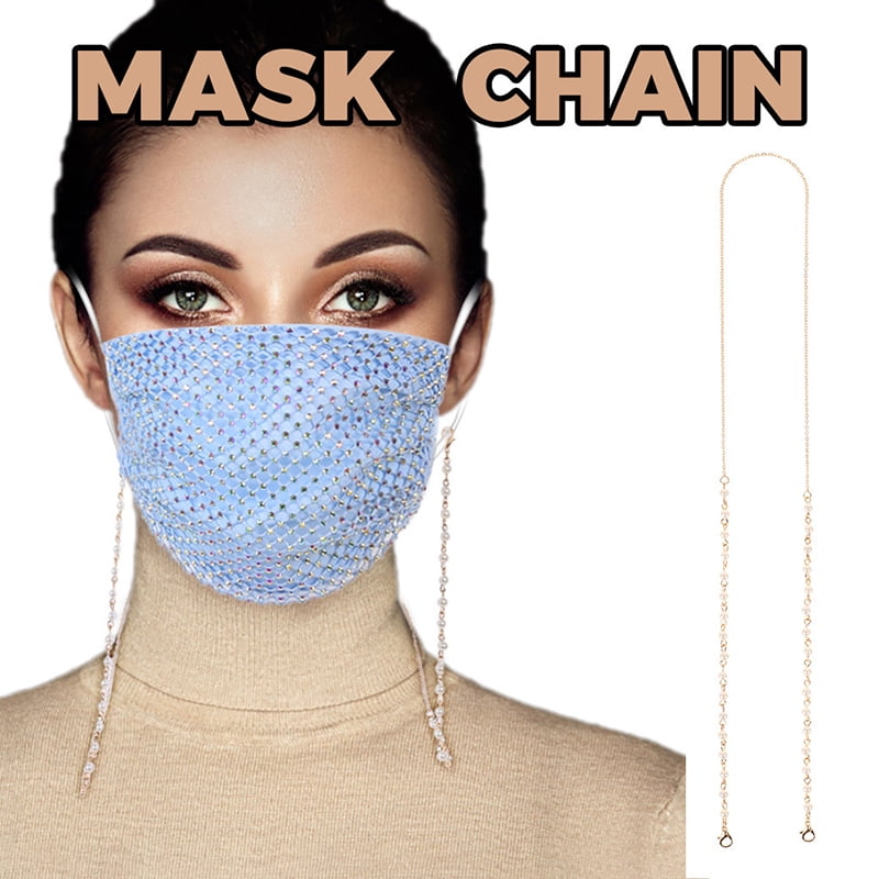 Woman Girls Face Mask Chain Holder Mask Necklace Metal Sun Glasses Chain Lanyard
