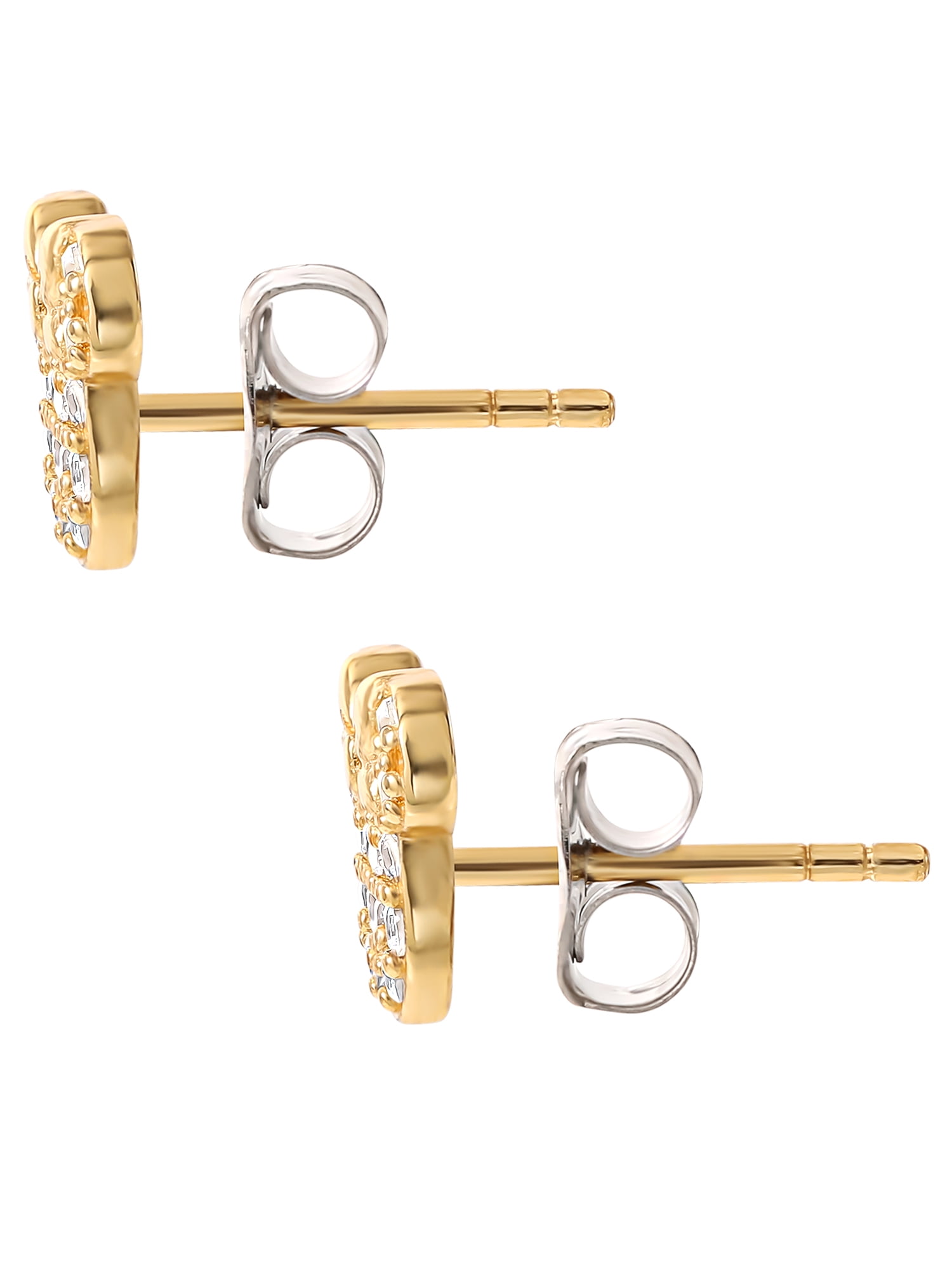 Disney Women’s 14K Gold Plated Sterling Silver Minnie Stud Earring Set, 2 Pairs