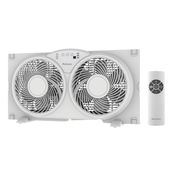 Holmes 9 Inch TwinBreeze Reversible Window Fan 3 Speed Remote CleanBreeze White