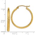thumbnail image 4 of Real 14kt Yellow Gold Diamond-cut 2.8x25mm Hollow Hoop Earrings; for Adults and Teens; for Women and Men, 4 of 4