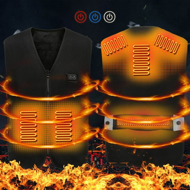 Abrigo informal sin mangas y sin capucha para mujer, chaquetas y abrigos unisex de invierno sin mangas con calefacción por USB y 6 puertos de carga.
