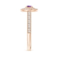 thumbnail image 3 of ANGARA Natural 0.16 Ct. Amethyst with Diamond Halo Ring in 14K Rose Gold for Women (Ring Size: 6.5), 3 of 9