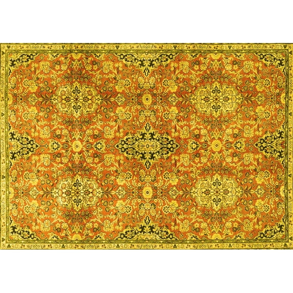 Ahgly Company Indoor Rectangle Persian Yellow Traditional Area Rugs, 3' x 5'