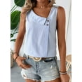 thumbnail image 4 of Women'S Button Asymmetrical V Neck Striped Print Blouses Casual Sleeveless Tank Top Summer Shirt Tops Light Blue XXL, 4 of 10
