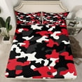 thumbnail image 2 of jejeloiu Vintage Camo Pattern Bed Sheets,Camouflage Hunting King Sheets,Red Black White Sheet Set For Boys Kids,Luxury Bedroom Decor,4 Pieces, 2 of 7