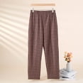 thumbnail image 2 of Loopsun Womens Pajama Pants, Women's Fashion Casual Plaid Thickened Thermal Loose Home Elastic Waist Sleep Pants Coffee, XXL, 2 of 4
