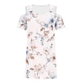 thumbnail image 5 of Edvintorg Floral Dresses for Women Fashion Short Sleeve Off Shoulder Casual Beach Dress Summer Clothes for Women Beige Xl, 5 of 6
