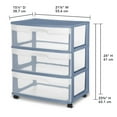 thumbnail image 2 of Sterilite Wide 3 Drawer Cart, Blue, 2 of 6