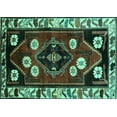 thumbnail image 1 of Ahgly Company Indoor Rectangle Persian Turquoise Blue Traditional Area Rugs, 2' x 5', 1 of 4