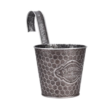 Vertical Ribbed Metal Wall Planter - Black