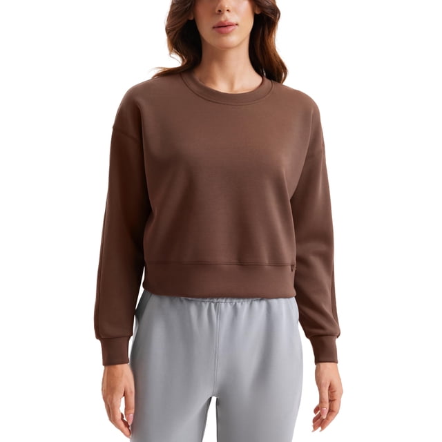 Buzo CRZ YOGA SoftAura Cuello Redondo Café Marrón M
