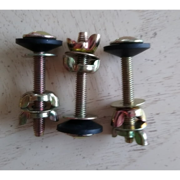 3 inch Nickle Plated 5/16" Iron Toilet Tank Bolts 3-Pack