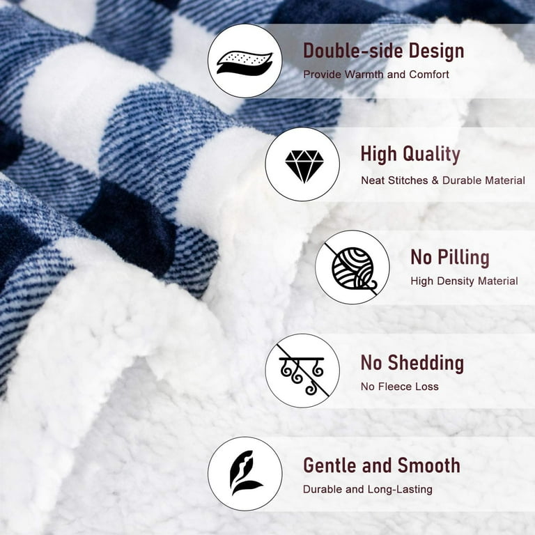 BEAUTEX Sherpa Fleece Blanket Twin Size, Super Soft Warm Buffalo